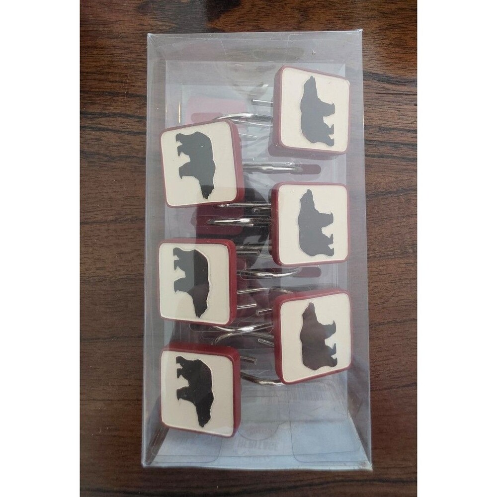 American Heritage Alaska Bear Shower Curtain Rings Set of 12 New